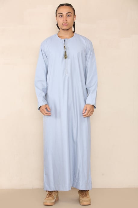 Blauer Thobe Jubba für Herren, Saudi-arabischer Eid-Emirati-Kaftan, Jubbah-Quastenrobe - Image 1