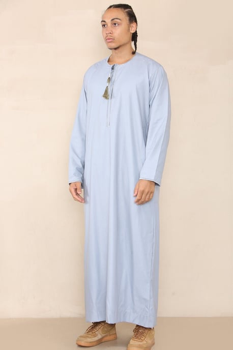 Blauer Thobe Jubba für Herren, Saudi-arabischer Eid-Emirati-Kaftan, Jubbah-Quastenrobe - Image 2