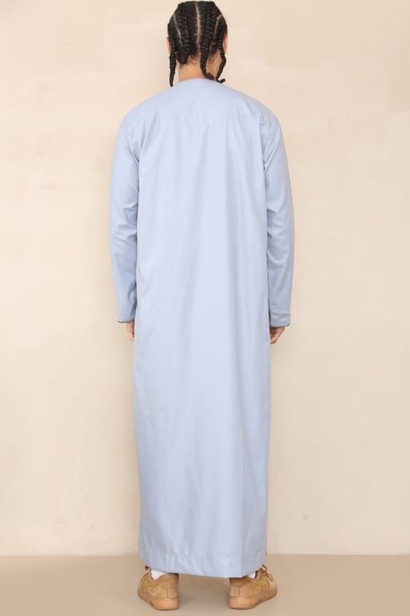 Blauer Thobe Jubba für Herren, Saudi-arabischer Eid-Emirati-Kaftan, Jubbah-Quastenrobe - Image 3