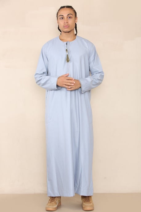 Blauer Thobe Jubba für Herren, Saudi-arabischer Eid-Emirati-Kaftan, Jubbah-Quastenrobe - Image 5