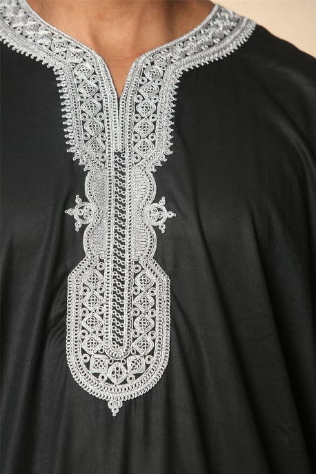 Schwarze marokkanische Thobe Jubba Robe für Herren Eid Djellaba Gandoura - Image 5