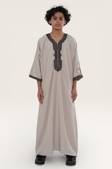Kinder Jungen Lachs Burgund marokkanische Thobe Robe Djellaba Gandoura Eid Jubba- K-HM66 - Image 1