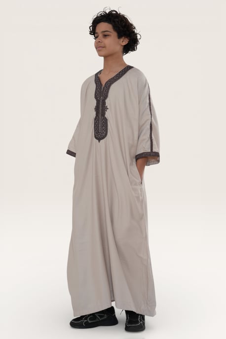 Kinder Jungen Lachs Burgund marokkanische Thobe Robe Djellaba Gandoura Eid Jubba- K-HM66 - Image 2