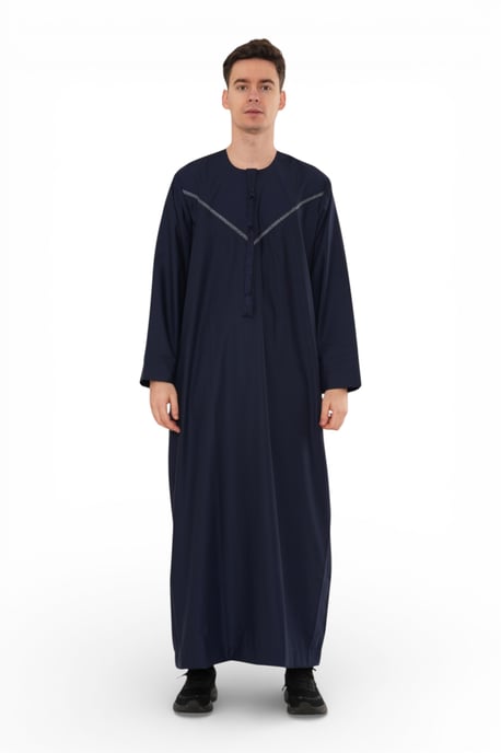 Herren Eid Marineblaue marokkanische Thobe Robe Djellaba Ramadan Eid Jubba- HM10 - Image 1
