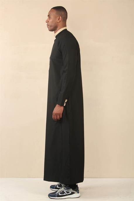 Schwarzer Herren-Thobe, arabische saudi-arabische emiratische islamische Kleidung, Jubba-Robe - Image 4