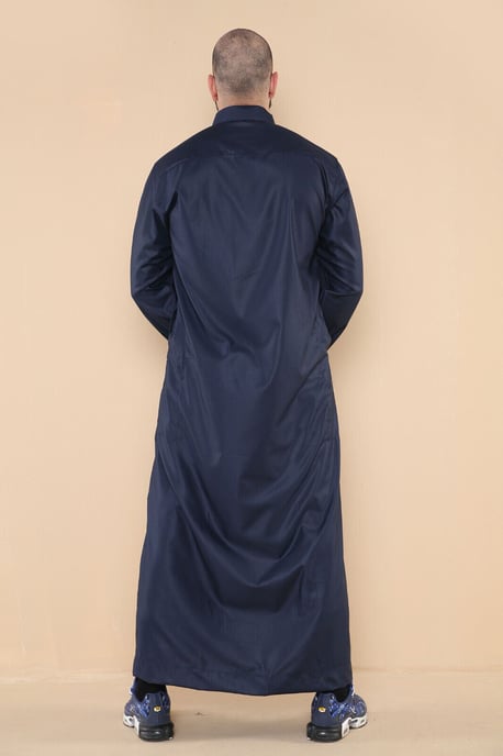 Herren Navy Thobe Jubba Saudi Ramadan Eid Islamischer Kaftan Kaudara Arabisch Jubbah - Image 3