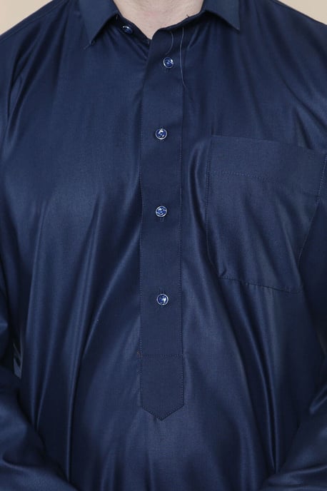 Herren Navy Thobe Jubba Saudi Ramadan Eid Islamischer Kaftan Kaudara Arabisch Jubbah - Image 5