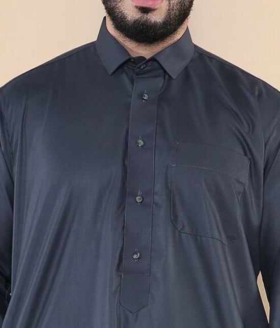 Herren Grau Thobe Jubba Saudi Ramadan Eid Islamischer Kaftan Kaudara Arabisch Jubbah - Image 5