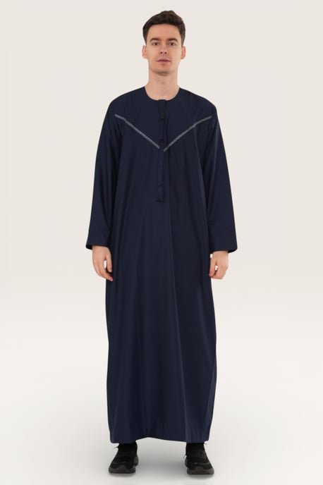 Herren Navy Eid Marokkanische Thobe Robe Djellaba Ramadan Eid Jubba LFS- HM10 - Image 2