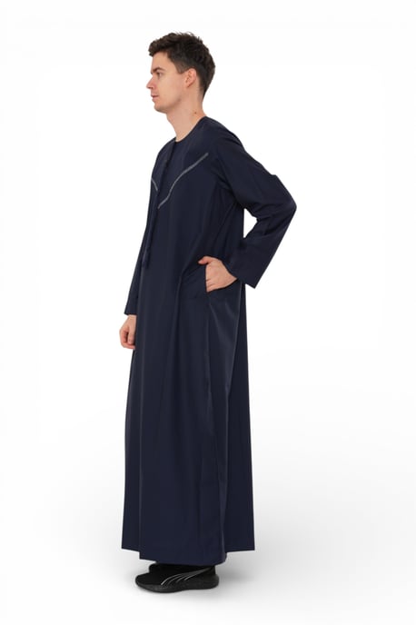 Herren Navy Eid Marokkanische Thobe Robe Djellaba Ramadan Eid Jubba LFS- HM10 - Image 3