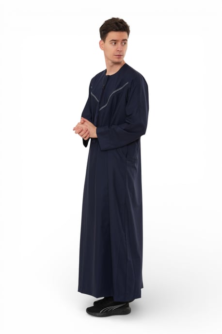 Herren Navy Eid Marokkanische Thobe Robe Djellaba Ramadan Eid Jubba LFS- HM10 - Image 4