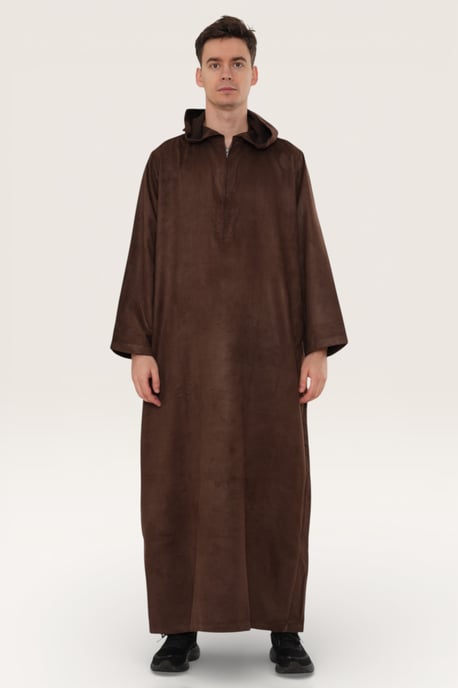 Braune Kapuzen-Eid-Marokkanische Jubba-Robe für Herren Ramadan Eid Thobe LFS - HM12 - Image 2