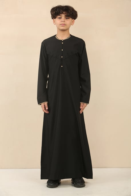 Schwarzes omanisches Eid-Thobe-Jubba-Gewand für Kinder aus den Emiraten - Image 1