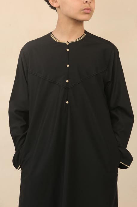 Schwarzes omanisches Eid-Thobe-Jubba-Gewand für Kinder aus den Emiraten - Image 4