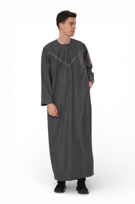 Herren Eid Grau marokkanische Thobe Robe Djellaba Ramadan Eid Jubba- HM10 - Image 1