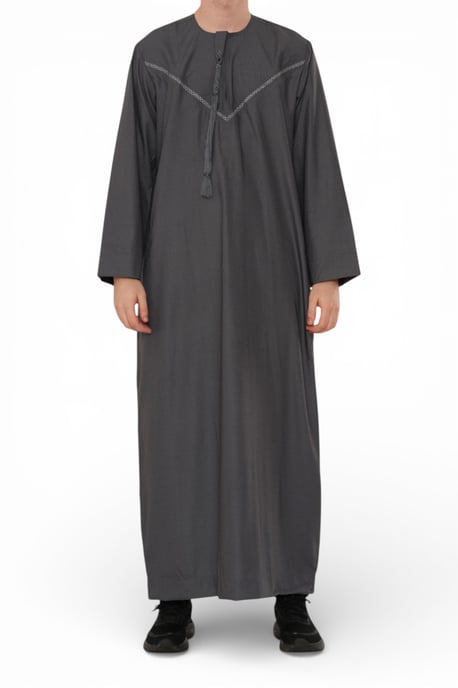 Herren Eid Grau marokkanische Thobe Robe Djellaba Ramadan Eid Jubba- HM10 - Image 5