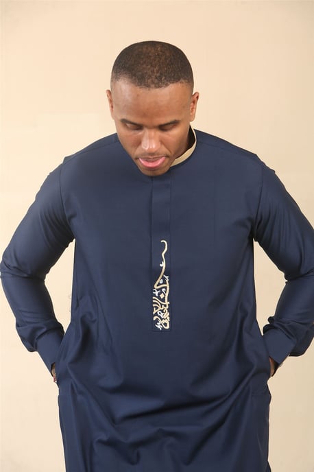 Blauer Herren-Thobe, arabische saudi-arabische emiratische islamische Kleidung, Jubba-Robe - Image 2