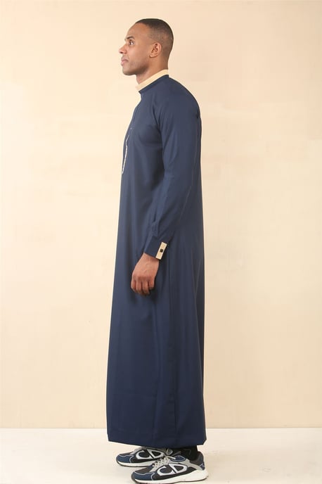 Blauer Herren-Thobe, arabische saudi-arabische emiratische islamische Kleidung, Jubba-Robe - Image 4