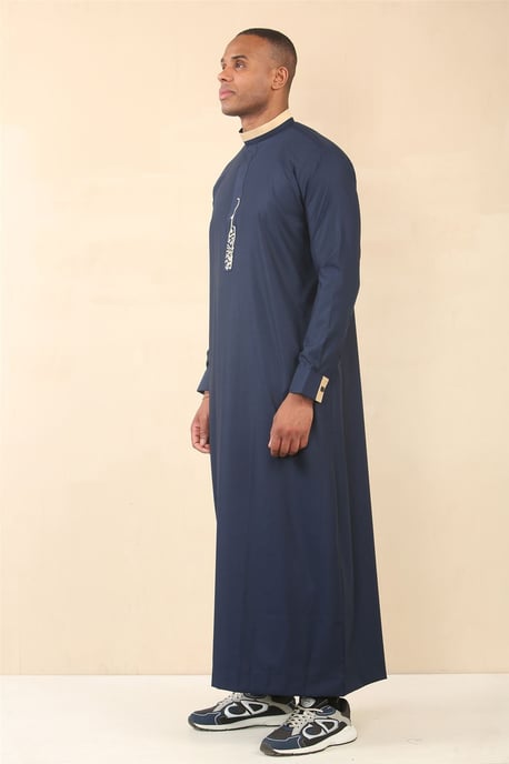 Blauer Herren-Thobe, arabische saudi-arabische emiratische islamische Kleidung, Jubba-Robe - Image 5