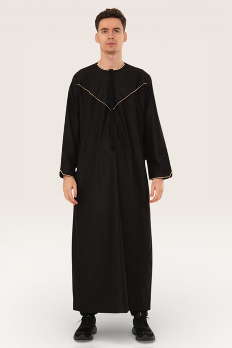 Herren Schwarz Ramadan Marokkanische Jubba Robe Djellaba Eid Kaftan Thobe LFS -TT-007 - Image 2