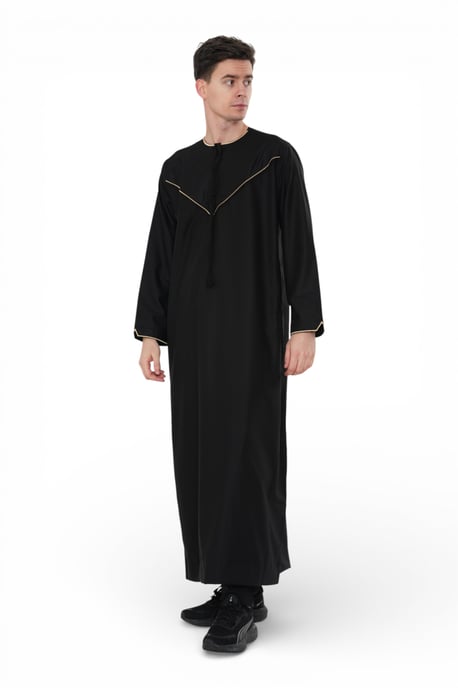 Herren Schwarz Ramadan Marokkanische Jubba Robe Djellaba Eid Kaftan Thobe LFS -TT-007 - Image 4