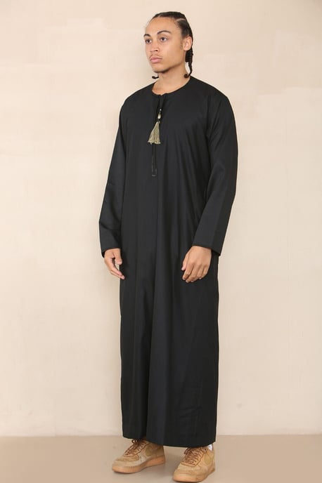 Schwarzer Thobe Jubba für Herren, saudi-arabischer Eid-Emirati-Kaftan, Jubbah-Quastenrobe - Image 2