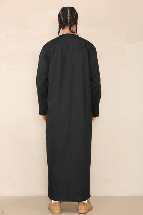 Schwarzer Thobe Jubba für Herren, saudi-arabischer Eid-Emirati-Kaftan, Jubbah-Quastenrobe - Image 3