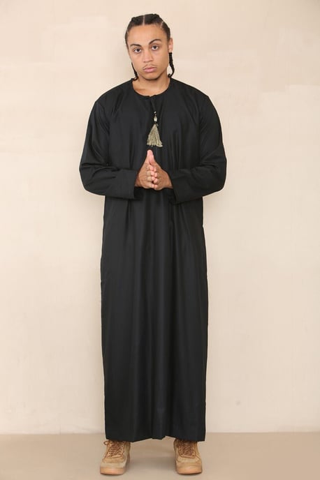 Schwarzer Thobe Jubba für Herren, saudi-arabischer Eid-Emirati-Kaftan, Jubbah-Quastenrobe - Image 4