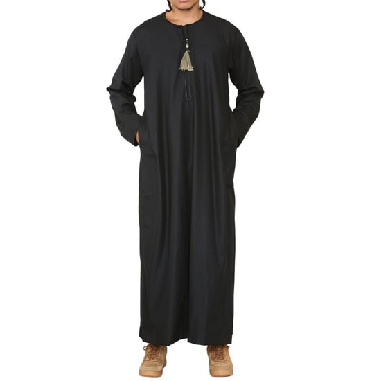 Schwarzer Thobe Jubba für Herren, saudi-arabischer Eid-Emirati-Kaftan, Jubbah-Quastenrobe - Image 5