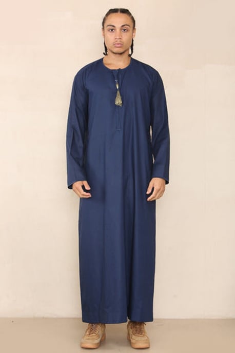 Blauer Thobe Jubba für Herren, Saudi-arabischer Eid-Emirati-Kaftan, Jubbah-Quastenrobe - Image 1