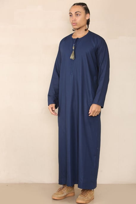 Blauer Thobe Jubba für Herren, Saudi-arabischer Eid-Emirati-Kaftan, Jubbah-Quastenrobe - Image 2