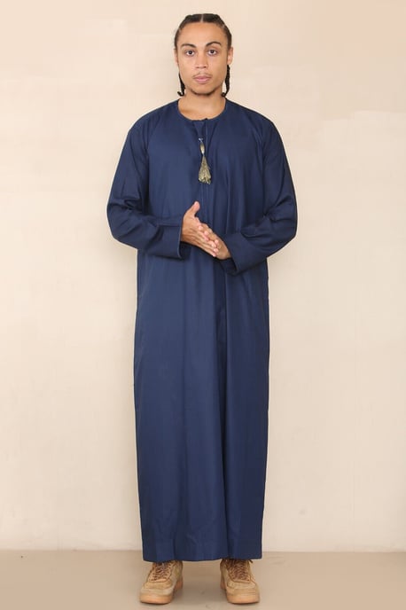 Blauer Thobe Jubba für Herren, Saudi-arabischer Eid-Emirati-Kaftan, Jubbah-Quastenrobe - Image 4
