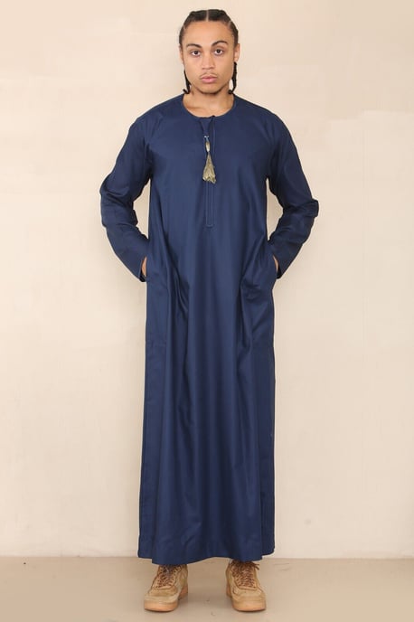 Blauer Thobe Jubba für Herren, Saudi-arabischer Eid-Emirati-Kaftan, Jubbah-Quastenrobe - Image 5