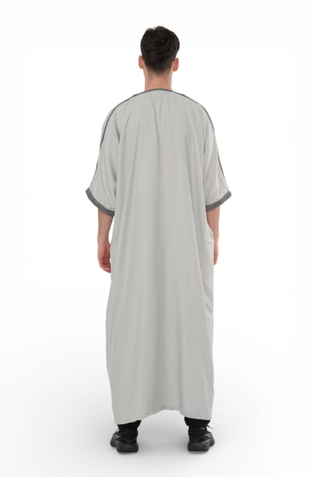 Marokkanische Thobe-Robe für Herren in grauer Kohle, Eid Djellaba Gandoura Jubba – HM65 - Image 3