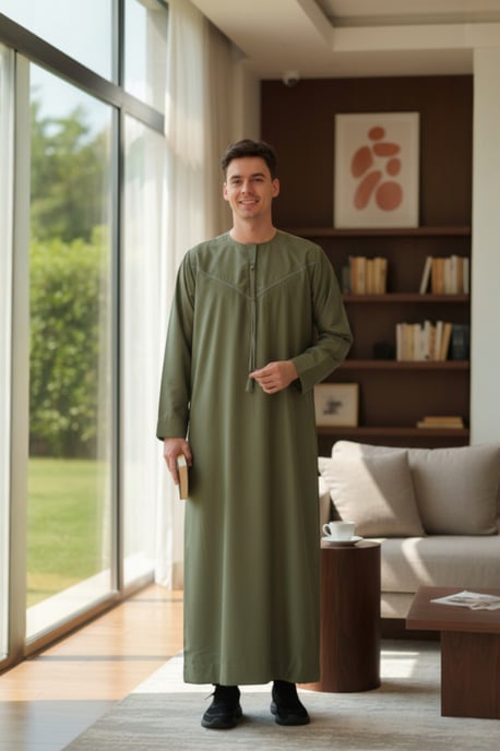 Herren grün Ramadan Eid marokkanische Jubba Robe Kaftan Djellaba Thobe LFS -TT-008 - Image 1