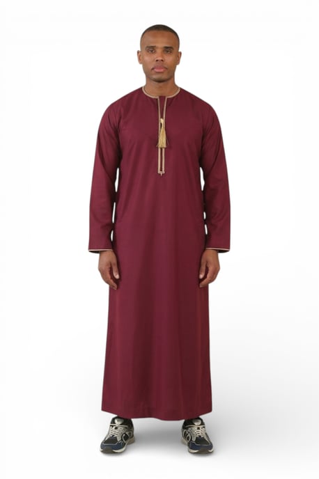 Herren Ramadan Burgunderrot Marokkanischer Thobe Robe Emirati Eid Jubba- TT-003 - Image 1