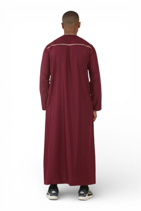 Herren Ramadan Burgunderrot Marokkanischer Thobe Robe Emirati Eid Jubba- TT-003 - Image 5