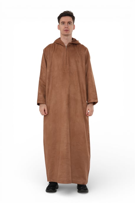 Herren Kapuzen Eid Kamelbraun Marokkanische Jubba Robe Ramadan Eid Thobe – HM12 - Image 1