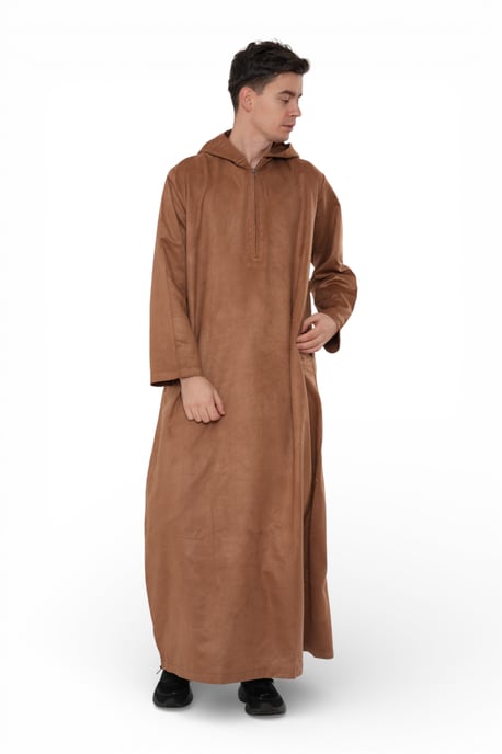 Herren Kapuzen Eid Kamelbraun Marokkanische Jubba Robe Ramadan Eid Thobe – HM12 - Image 2