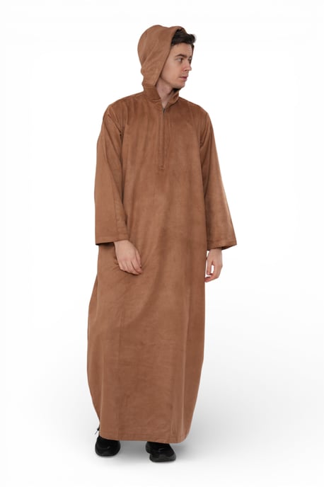 Herren Kapuzen Eid Kamelbraun Marokkanische Jubba Robe Ramadan Eid Thobe – HM12 - Image 3