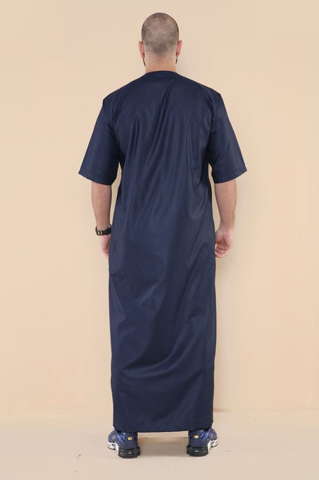 Marineblauer Thobe Jubba islamischer arabischer marokkanischer Saudi-Kaftan mit Reißverschluss - Image 3