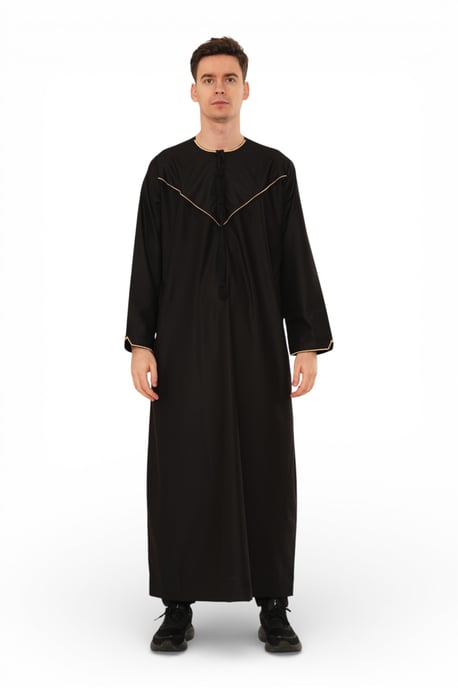 Herren Ramadan Schwarze marokkanische Jubba-Robe Djellaba Eid Thobe – TT-007 - Image 1