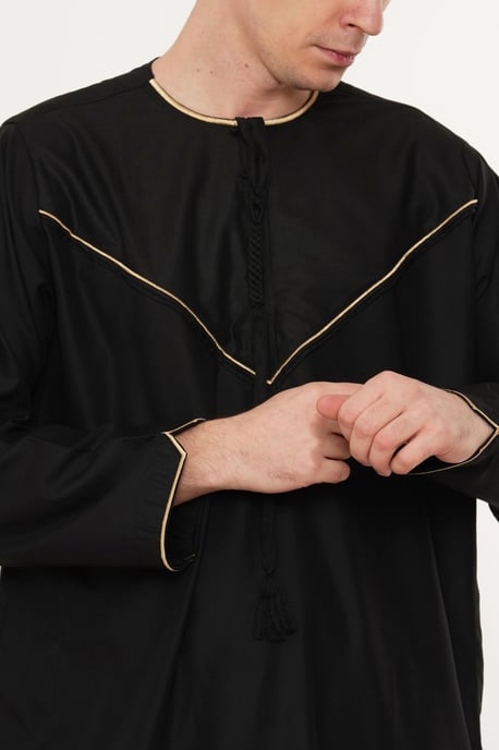 Herren Ramadan Schwarze marokkanische Jubba-Robe Djellaba Eid Thobe – TT-007 - Image 5