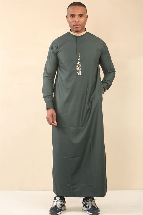 Grüner Thobe für Herren, arabische saudi-arabische emiratische islamische Kleidung, Jubba-Robe - Image 3