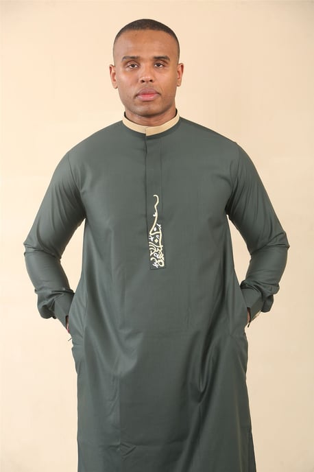 Grüner Thobe für Herren, arabische saudi-arabische emiratische islamische Kleidung, Jubba-Robe - Image 4