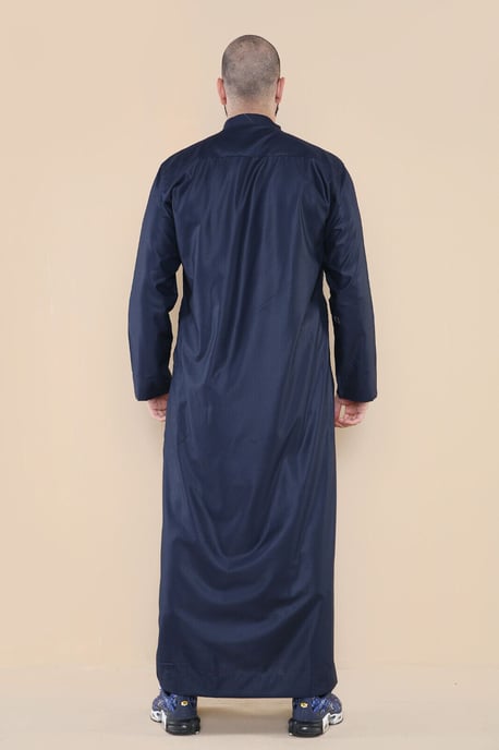 Marineblauer Thobe Jubba Saudi-arabischer Eid-Baumwollkaftan Jubbah Umrah für Herren - Image 2