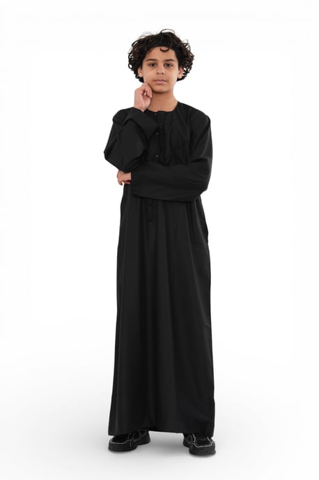 Kinder Jungen Eid Schwarz Marokkanische Jubba Robe Djellaba Ramadan Eid Thobe – K-HM11 - Image 2