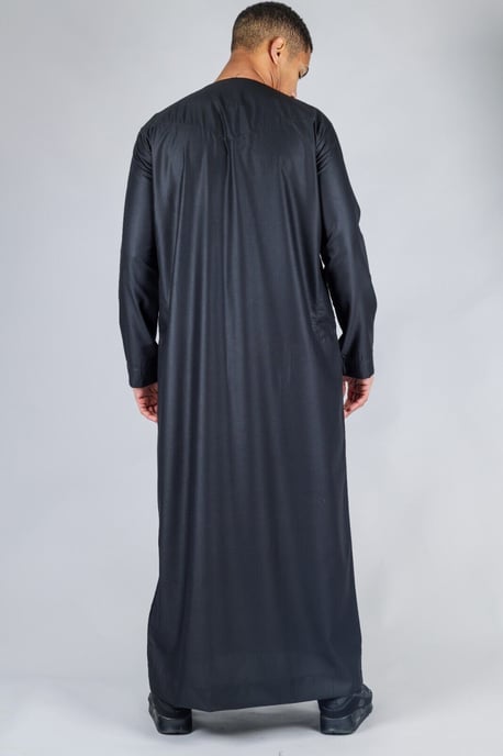 Schwarze Thobe Emirati islamische Jubba-Robe für Herren, Eid-Quaste, schmale Passform - Image 3
