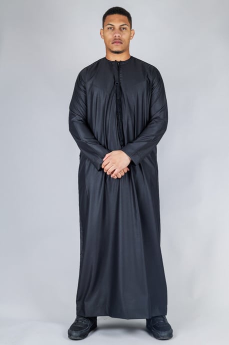 Schwarze Thobe Emirati islamische Jubba-Robe für Herren, Eid-Quaste, schmale Passform - Image 5