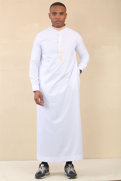 Weiße Thobe-arabische Saudi-Emirati-islamische Kleidung für Herren, Jubba-Robe - Image 2